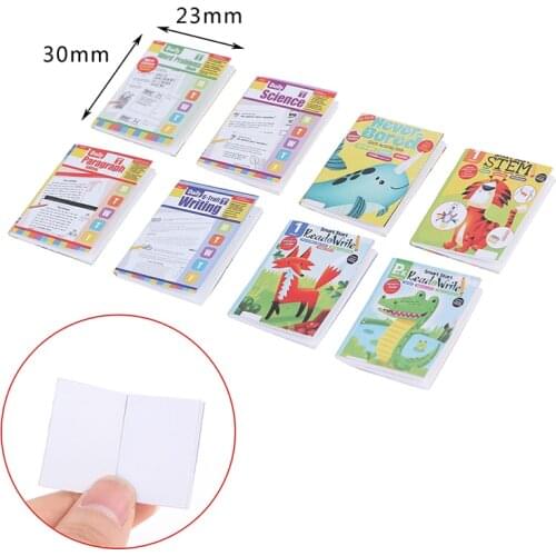 New Hot！4Pcs 1:12 Dollhouse Miniature Cartoon English Exercise Books Paper Notebook Doll House Decor