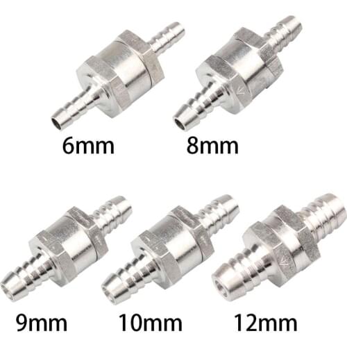 One Way 6/8/9/10/12mm 5 Size Valves Aluminium Alloy Fuel Non Return Check Valve One Way Fit Carburettor Petrol And Diesel Oil