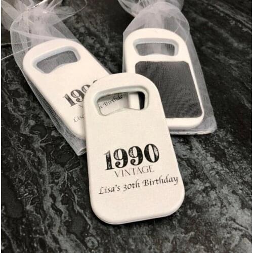 Set of 10 Wedding Fridge Magnet Favor Personalized Bottle Opener Rectangle Shape Custom Print Engagement Gifts Guests Memory