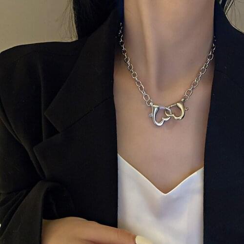 Trendy Bohemian Heart Button Choker Necklace For Woman Vintage Punk Chunky Chains Necklaces Fashion Collier Jewelry 2021 New