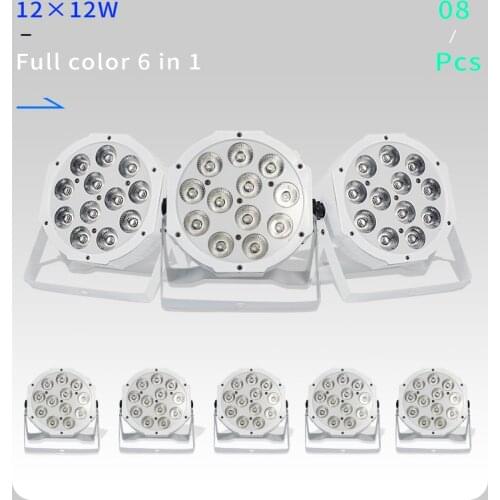 8pcs/lots 12x12w flat par led Flat White Led Par Light 12*12W Smooth RGBW Color Mixing DMX 4/8 Channels Stage Wash