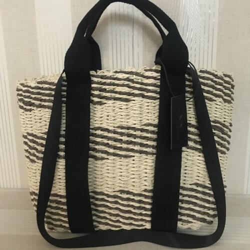 Casual Striped Women Straw Bags Wicker Woven Rattan Bag Women Handbag Summer Beach Shoulder Crossbody Bags for Women 2021 Purse