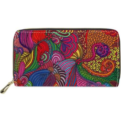 Drop Shipping Ladies Purse Designer Polynesian tribal style Pattern Ethnic style Credit Card Holder Long Wallets for Women