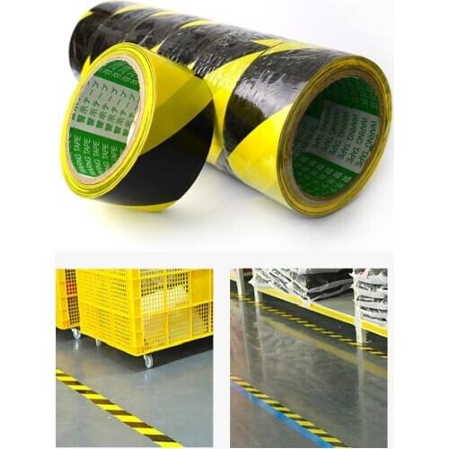 Self-adhesive PVC Black Yellow Warning Tape Road Traffic Construction Strip