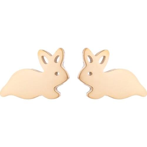 Cute Cartoon Rabbit Earrings Lovely Animal Bunny Stud Earrings For Teens Fancy Female Accessories Mujer Stainless Steel Jewelry