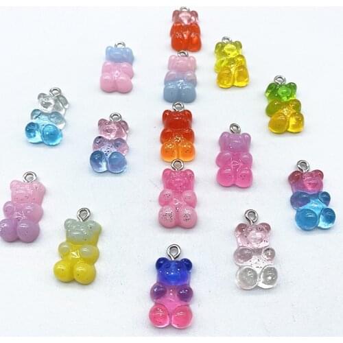 10pcs Simulated Small Resin Color Candy Color Jelly Color Bear Earrings Earrings, Stud Pendant, DIY Jewelry Accessories