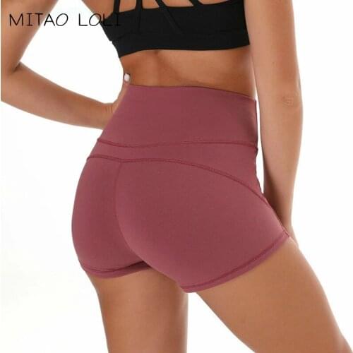MITAO LOLI Soft Nylon Fitness Jogger Shorts Women High Waist Solid Sport Workout Shorts Slim Tummy Control Gym Athletic Shorts