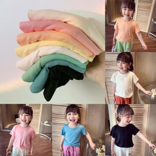 Girls' short sleeve top modal summer solid candy half sleeve girls' T-shirt