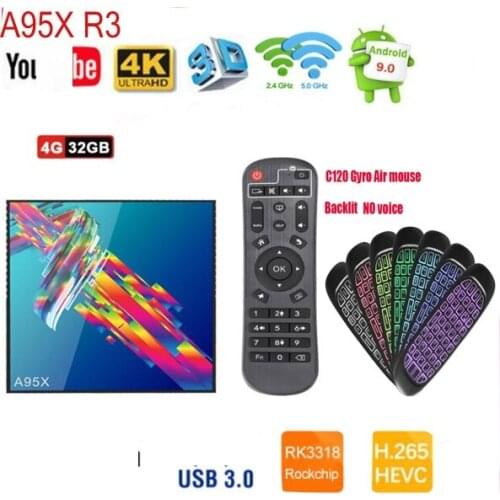 A95X R3 RK3318 TV Box android 9.0 4GB 64GB USB3.0 Dual Wifi 4K Media Player optional mx3 voice air mouse