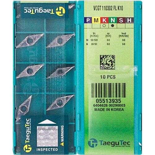 VCGT110302-FL K10 Original Taegutac Carbide Inserts Turning Inserts Lathe Tools 10Pcs/Lot