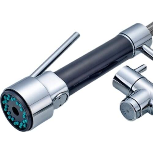 High Quality Brass Brushed Spring Pull Down Single Handle Dual Spouts Hot Cold Water Mixing Kitchen Faucet