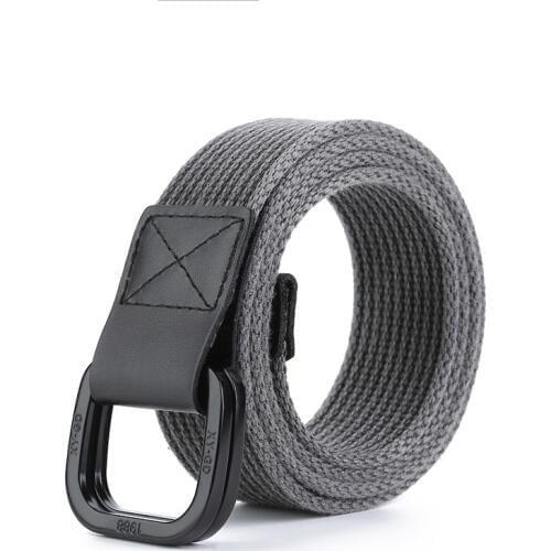 Women Men Canvas Waist Belts Double Rings Buckle Waistband Strap Belts Double Ring Shape Solid Unisex Waist Casual Belt 110-140
