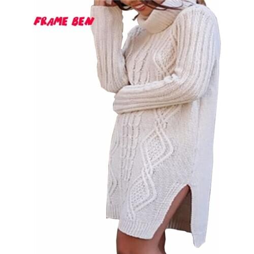 FRAME BEN 2019 Autumn Winter Women Pullovers Sweater Knitted Casual Jumper Fashion Loose Turtleneck Female Warm Sweater