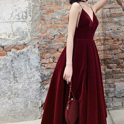 Womens Summer Backless V Neck Dress Spaghetti Strap Solid Sleeveless High Waist Dress Lady Fashion Party Velveteen Midi Dresses