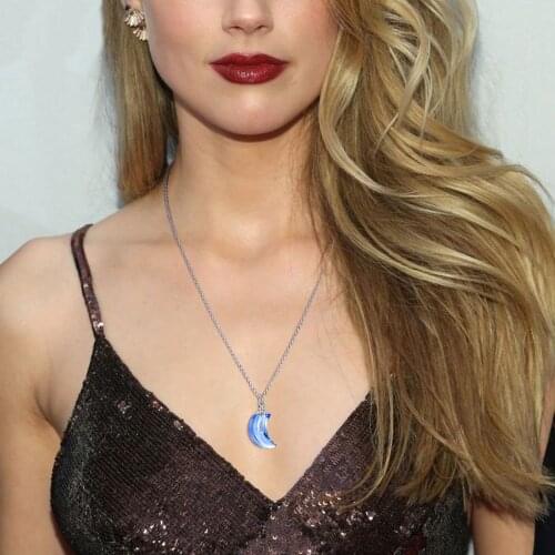 Crescent Moon Urn Pendant Ash Necklace for Women, Glass Moon Vial Necklace ,Cremation Jewelry