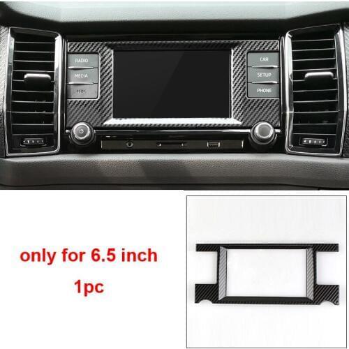 1pc for SKODA KODIAQ 6.5 inch Navigation screen Decoration frame Carbon fiber pattern Stainless steel