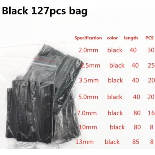 127 Pcs Heat Shrink Sleeving Tube Tube Assortment Kit Electrical Connection Electrical Wire Wrap Cable Waterproof Shrinkage 2:1