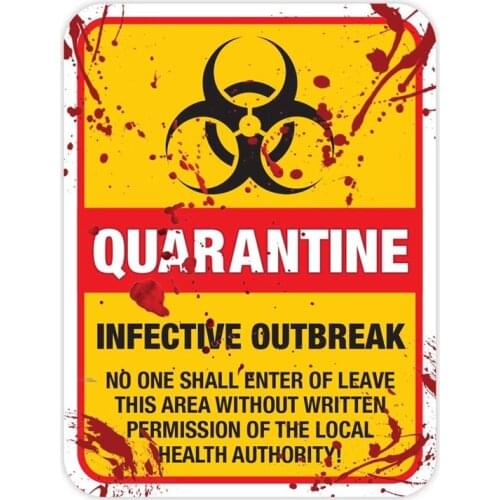 15x20CM Funny ZOMBIE Warning Quarantine Infected Area Caution Retro-reflective Car Sticker Decals C1-8023