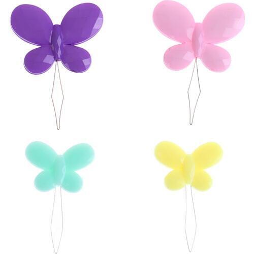 2pcs Bow Wire Needle Threader Hand Machine Sewing Stitch Insertion Tool For Hand Sewing Machines butterfly shape craft tool