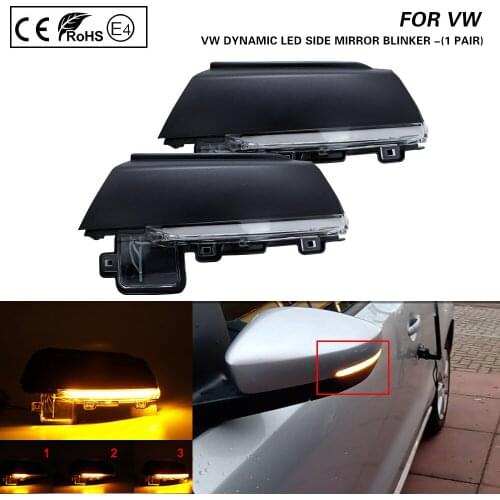 2X Dynamic LED Side Mirror Blinker Light Turn Signal Lamp For VW Polo MK5 2010 2011 2012 2013 2014 2015 2016 2017 up! VW Ameo