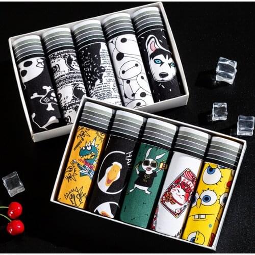 4pcs/Mens Cartoon Underwear Sexy Anime Boxer Shorts Fashion Fun Printing Breathable Comfortable Soft Fabric MensYouthUnderwear