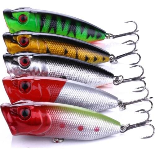 5pcs 2018 Hot Model Retail fishing lures hard bait 5 colors 70mm 13g Pencil popper Floating topwater baits BP014