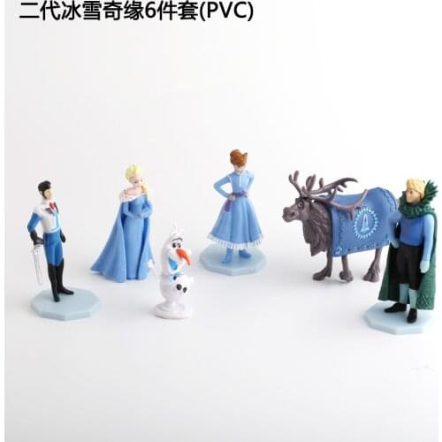 6pcs/set Frozen 2 Cake Decoration Ornaments Cartoon Olaf Princess Elsa Anna Birthday Baking Doll Figurine Toy Accessories