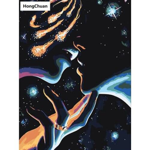 Abstract Couple Kiss 5D DIY Diamond Painting Cross Stitch Character MuralRhinestone Mosaic DiamondEmbroidery HomeDecoration Gift