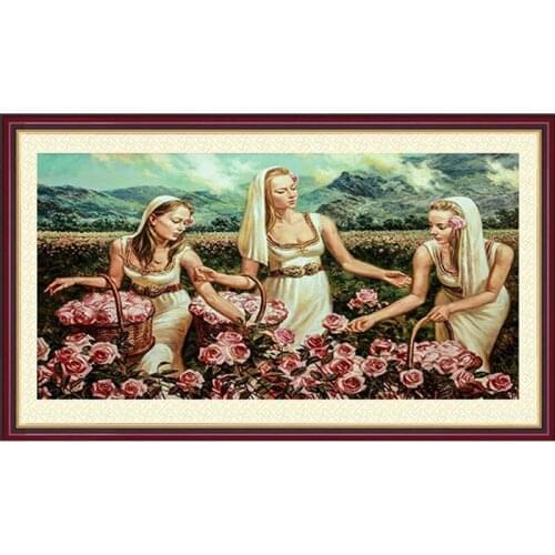 Diamond Embroidery Diy Diamond Painting Cross Stitch Kits Diamond Mosaic Girl pick flowers Full Square Diamond Embroidery RS061
