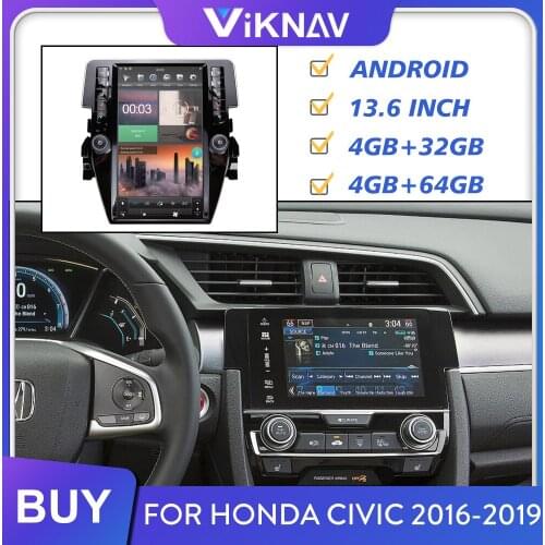 For Honda Civic 2016 2017 2018 2019 Android Car Radio Stereo Multimedia Player Head Unit Tape Recorder 2din 13.6 Inch