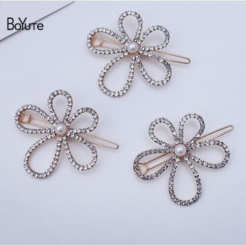 BoYuTe (10 Pieces/Lot) 47*50MM Crystal Rhinestone Flower Hairpin Hair Jewelry Factory Wholesale Fashion Hair Clips for Women