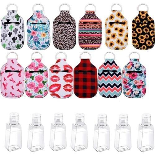 Hand Sanitizer Keychain Holder Travel Bottle Refillable Containers 30ml Flip Cap Reusable Bottles With Keychain Carrier Fashion