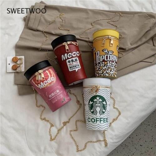 Cylinder Shaped Designer Bag Women Shoulder Bag 2021 Fashion Pu Chain Messenger Crossbody Bag Lady Popcorn Bucket Handbag Purses