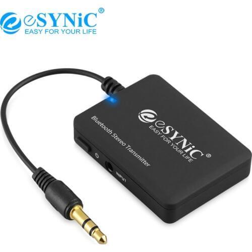 ESYNiC Wireless Stereo Audio Transmitter 3.5mm Jack Audio Converter V2.1+Edr Bluetooth-Compatible Adapter For TV PC DVD
