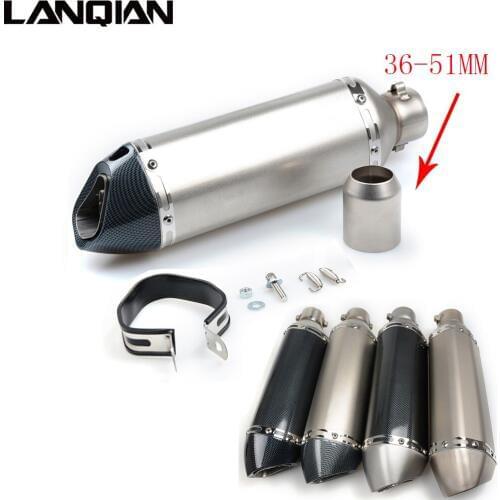 Motorcycle Exhaust Pipe Muffler Inlet 51mm 61mm GP Exhaust Mufflers Carbon Fiber Exhaust Pipe With Sticker