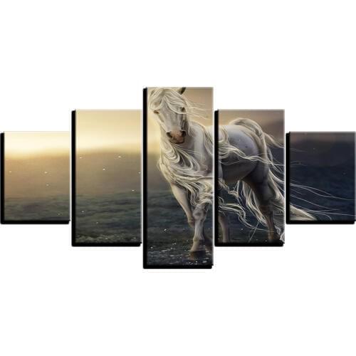 Canvas Modern Art On Home Decoration Unframed Posters Painting 5 Panel Horse Landscape Living Room Wall HD Printed Pictures