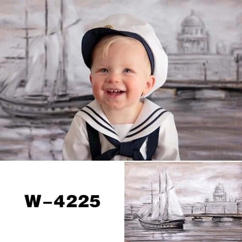 HUAYI Photography Backdrop Newborns Baby Birthday Photo Background Watercolor Painted Sailing Base Studio Photocalls Backdrop