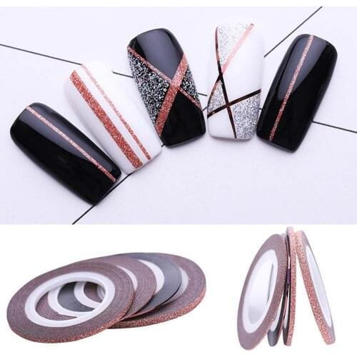 4pc Coffee Matte Nail Striping Tape Lines Tape Set Glitter 1/2/3mm Adhesive Stickers Manicure Decor Nail Art DIY Styling Tool