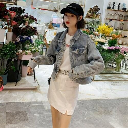 GUUZYUVIZ Autumn Winter Blue Denim Jacket Women Vintage Casual long sleeve