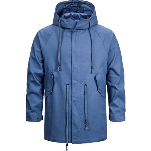 New Autumn 100% Cotton Jacket Men Loose Hooded Jackets Coats Casual Zipper Male Outwear Brand Clothing Eur Size