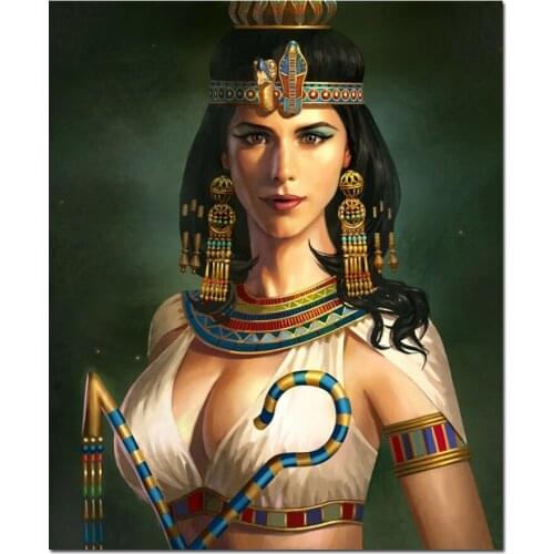 Top sale Full Square round Diamond Painting Cleopatra egypt queen 5D Diy Diamond Embroidery woman Mosaic Rhinestone Gift,A2113