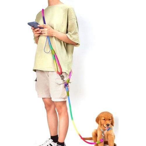 Multifunctional Crossbody Pet Leash Dogs Walking Running Training Harnesses Leads Slung Shoulder Hands Free Double-Head Rope