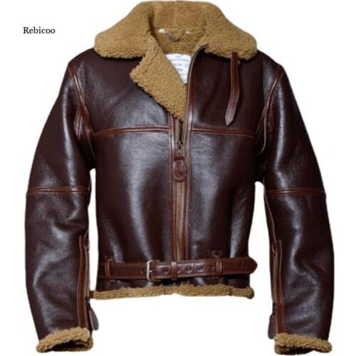 5Xl Mens Coats Faux Leather Flight Bomber Jackets New Fleece Lined Thick Thermal Faux Fur Biker Outerwear Parkas Large Size