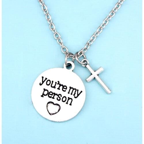 Friendship Statement Pinky Swear Big Middle Little Sisters Flamingo Unicorn Bees You're My Person Cross Necklaces for Women