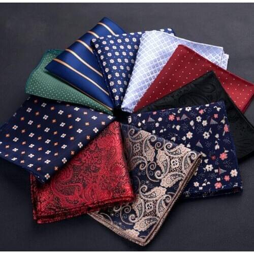 New Fashion Pocket Square Green Navy Colorful Handkerchief 22*22cm Silk Floral Striped Paisley Hanky Suit Mens Business Wedding
