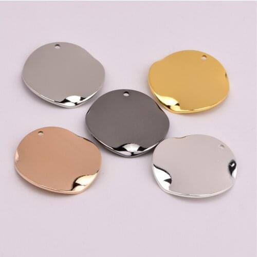 25mm smooth irregular wave single hole wafer pendant DIY copper jewelry accessories