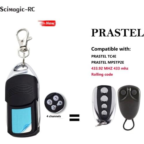 Prastel TC4E Garage Door 433Mhz Remote Control Rolling Cord Prastel MPSTP2E Handheld Transmitter Gate Command Door Opener