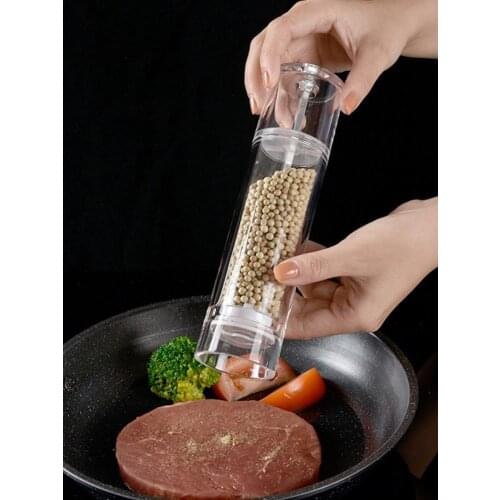 Transparent Acrylic Stainless Steel Manual Salt Pepper Mill Grinder Manual Food Herb Grinder Spice Jar Container Kitchen Gadgets