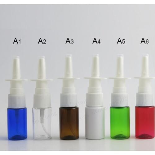 50 x 10ml Blue Clear Green White Amber PET Nasal Spray Pumps bottle 10cc Nasal Plastic Atomizers 1/3oz Oral Spray Applicators