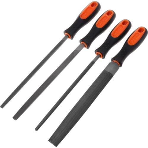 Wood Rasp 8" Steel File Carving Round Semi-circular Triangle Square Shape File Woodworking Craft Handle Tool